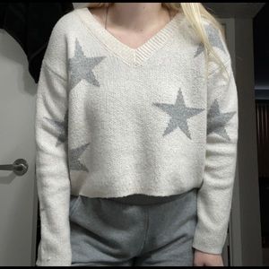 Retro style cropped knitted sweater